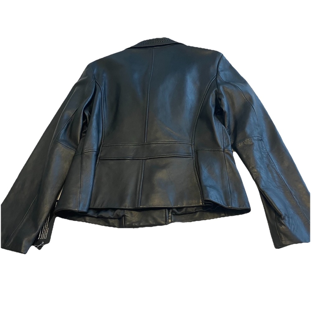 NWT! Jones New York Black Super Soft Leather Zipper Jacket, Ladies Large - Picture 2 of 8